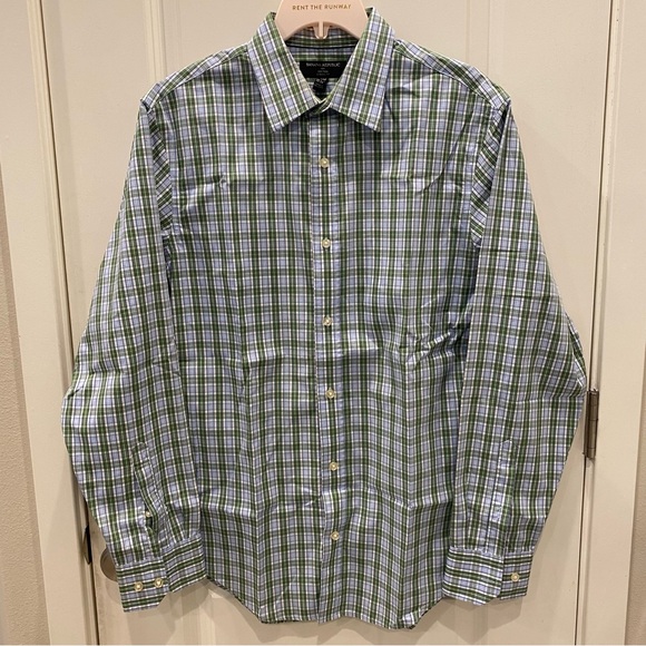 Banana Republic Factory Green and White Gingham Button Down Shirt - Picture 8 of 8